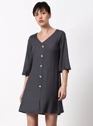 Regular Fit Casual Dress Dark Grey 