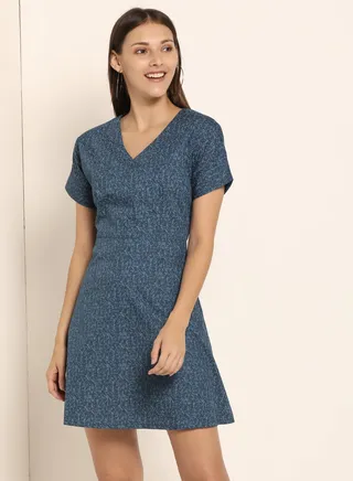 Printed V-Neck Skater Dress Eclipse 