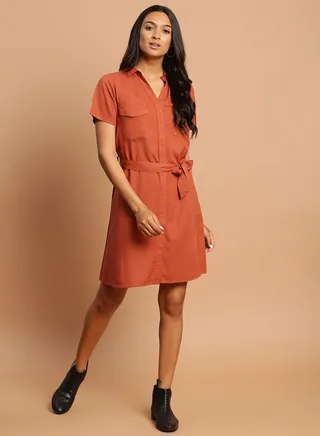 Short Mini Dress Dark Beige 