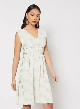 Tie-Up Waist Dress Green 
