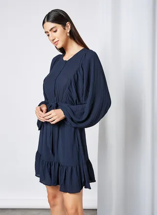 Voluminous Sleeve Mini Dress Night Sky 