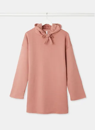 Solid Hooded Dress Dusky Pink 