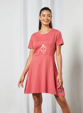 Floral Print Mini Shift Dress Berry/White 
