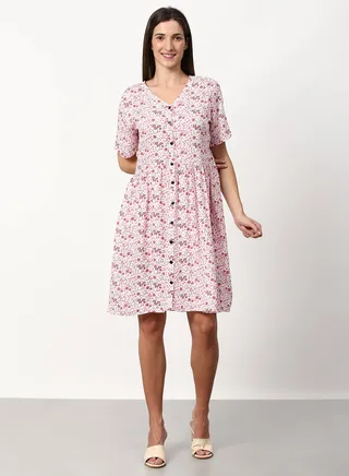 Regular Fit Casual Dress Pink 