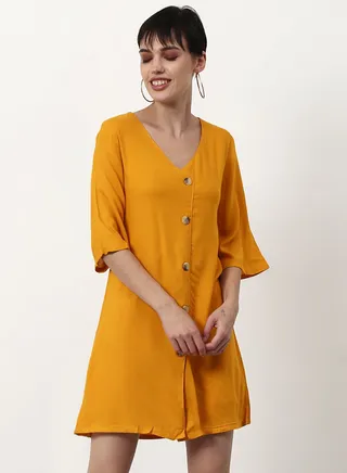 Regular Fit Casual Dress Yellow 