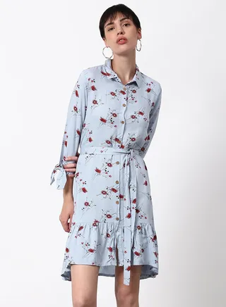 Regular Fit Casual Dress Light Blue 