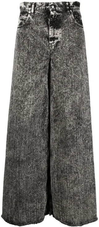 Acid-Wash Wide Leg Jeans