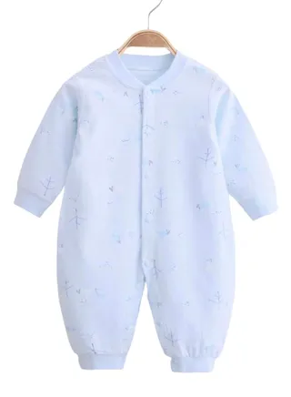 Baby Boy Infant Romper Blue Outfit Jumpsuit Soft Cotton Dress Sleepsuit Onesies Full Sleeve Light Blue 