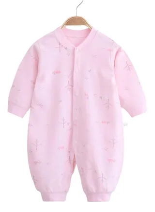 Baby Girl Infant Romper Pink Outfit Jumpsuit Soft Cotton Dress Sleepsuit Onesies Full Sleeve Light Pink 