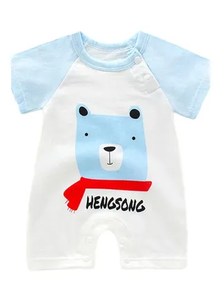 Rainbow Short Sleeve Jumpsuit Baby Romper Blue bear 