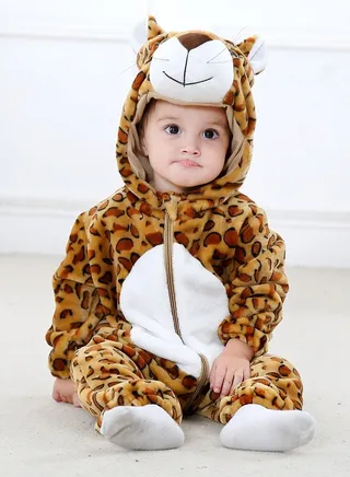 Flannel Children's Climbing Clothes Baby Autumn Winter Long Sleeved Clothes Jumpsuit Newborn Cartoon Jumpsuit 