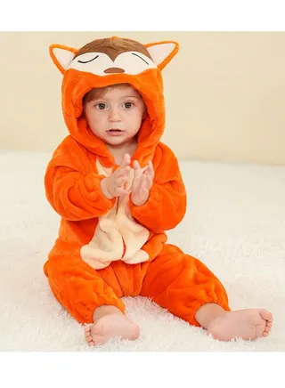 Flannel Children's Climbing Clothes Baby Autumn Winter Long Sleeved Clothes Jumpsuit Newborn Cartoon Jumpsuit 