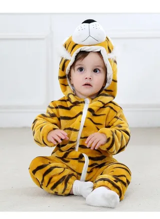 Flannel Children's Climbing Clothes Baby Autumn Winter Long Sleeved Clothes Jumpsuit Newborn Cartoon Jumpsuit 
