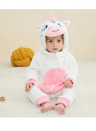 Flannel Children's Climbing Clothes Baby Autumn Winter Long Sleeved Clothes Jumpsuit Newborn Cartoon Jumpsuit 
