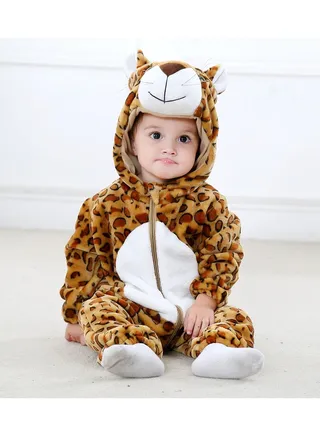 Flannel Children's Climbing Clothes Baby Autumn Winter Long Sleeved Clothes Jumpsuit Newborn Cartoon Jumpsuit 