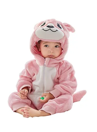 Flannel Children's Climbing Clothes Baby Autumn Winter Long Sleeved Clothes Jumpsuit Newborn Cartoon Jumpsuit 