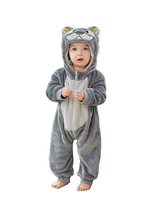 Flannel Children's Climbing Clothes Baby Autumn Winter Long Sleeved Clothes Jumpsuit Newborn Cartoon Jumpsuit 