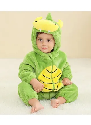 Flannel Children's Climbing Clothes Baby Autumn Winter Long Sleeved Clothes Jumpsuit Newborn Cartoon Jumpsuit 
