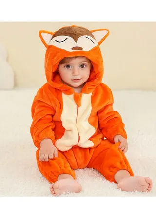 Flannel Children's Climbing Clothes Baby Autumn Winter Long Sleeved Clothes Jumpsuit Newborn Cartoon Jumpsuit 