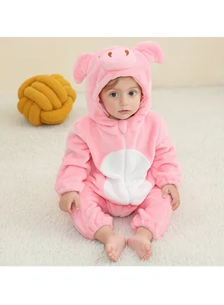 Flannel Children's Climbing Clothes Baby Autumn Winter Long Sleeved Clothes Jumpsuit Newborn Cartoon Jumpsuit 