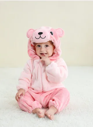Flannel Children's Climbing Clothes Baby Autumn Winter Long Sleeved Clothes Jumpsuit Newborn Cartoon Jumpsuit 