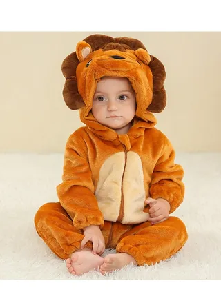 Flannel Children's Climbing Clothes Baby Autumn Winter Long Sleeved Clothes Jumpsuit Newborn Cartoon Jumpsuit 