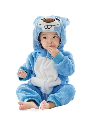 Flannel Children's Climbing Clothes Baby Autumn Winter Long Sleeved Clothes Jumpsuit Newborn Cartoon Jumpsuit 