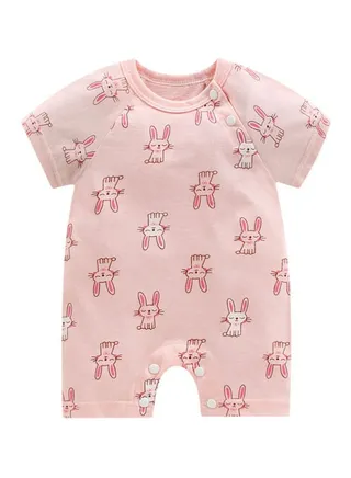 Cartoon Printed Jumpsuit Pink/White 