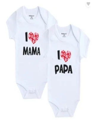 I Love Mama And I Love Papa Pack Of 2 Printed Rompers 