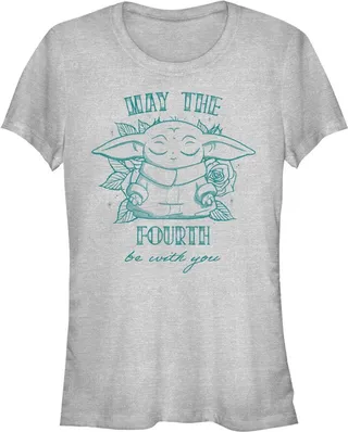 Junior's Star Wars The Mandalorian Grogu May the Fourth Be With You T-Shirt - Athletic Heather - 2X Large