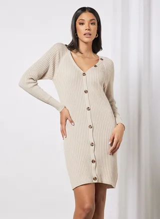 Button-Up Knit Dress 