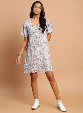Casual Printed Mini Dress Multicolour 