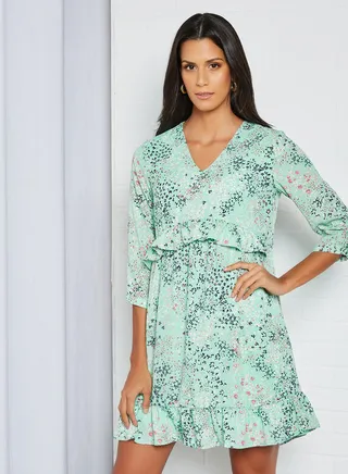 Ditsy Print Mini Dress Green 