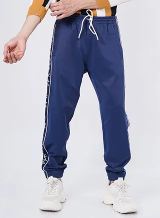 Men’s Printed Contrast Panel Stretch Jogger Pant in Peacock 