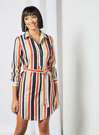 Striped Mini Dress Multicolour 