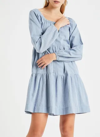 Square Neck Mini Dress Blue/Blue Glow 