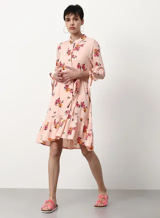 Regular Fit Casual Dress Peach 