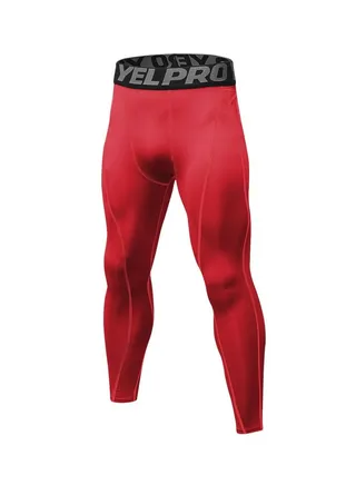 Men Quick Dry Breathable Elastic Running Trousers Red 