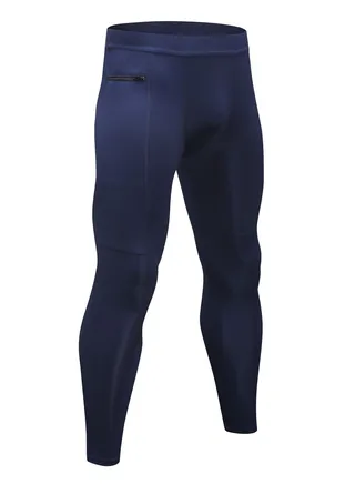 Men Quick Dry Breathable Elastic Running Trousers Dark Blue 