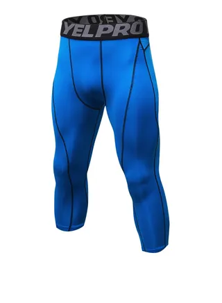 Men Quick Dry Breathable Elastic Running Trousers Blue 