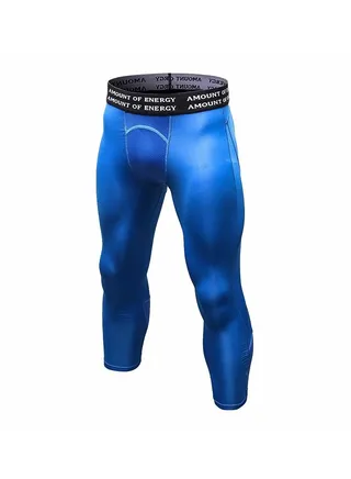 Men Quick Dry Breathable Elastic Running Trousers Blue 
