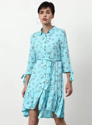 Regular Fit Casual Dress Light Blue 