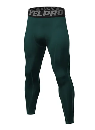Men Quick Dry Breathable Elastic Running Trousers Dark Green 