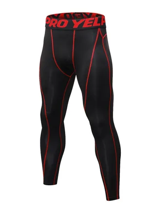 Men Quick Dry Breathable Elastic Running Trousers Black/Red 