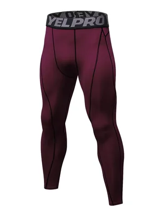 Men Quick Dry Breathable Elastic Running Trousers Burgundy 