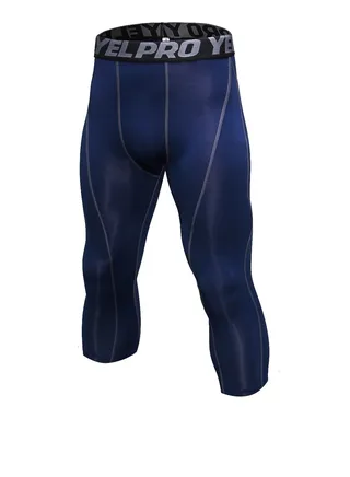 Men Quick Dry Breathable Elastic Running Trousers Dark Blue 