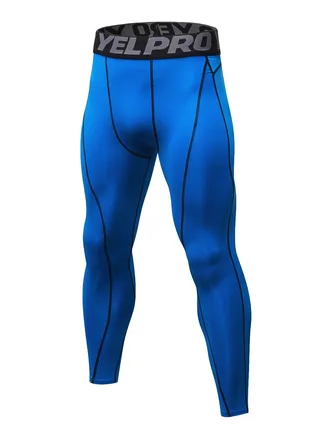 Men Quick Dry Breathable Elastic Running Trousers Blue 