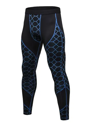 Men Quick Dry Breathable Elastic Running Trousers Blue 
