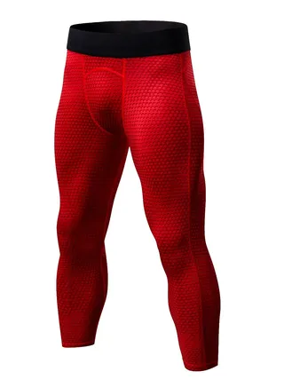 Men Quick Dry Breathable Elastic Running Trousers Red 