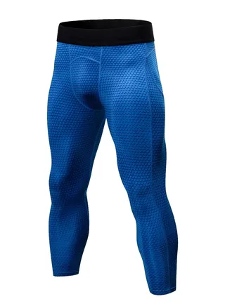 Men Quick Dry Breathable Elastic Running Trousers Blue 